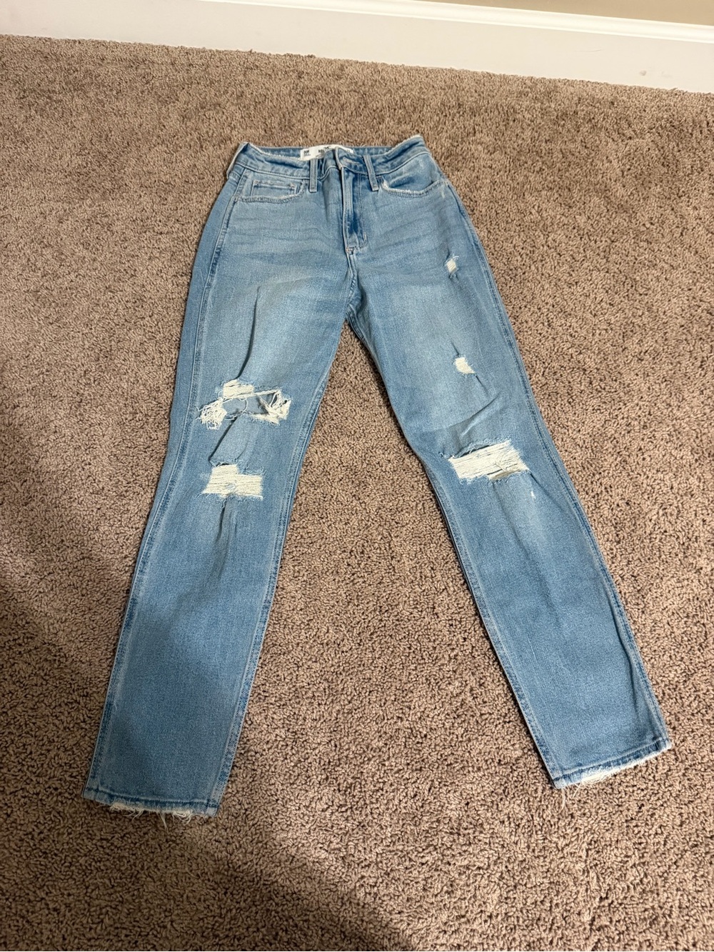 Hollister Light Blue Distressed Straight-Leg Jeans